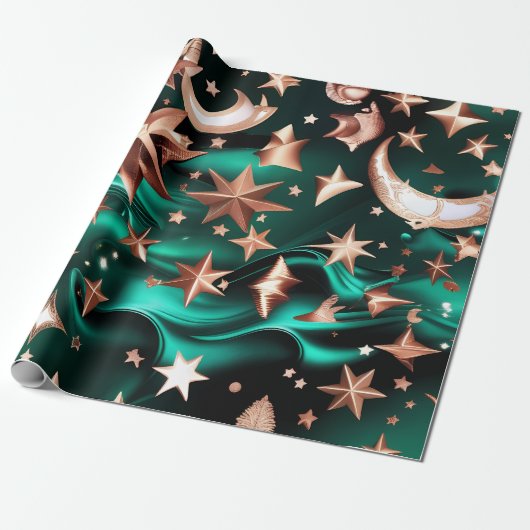 Wrapping Paper – Luxury Malachite Green Celestial Geschenkpapier (Ungerollt)