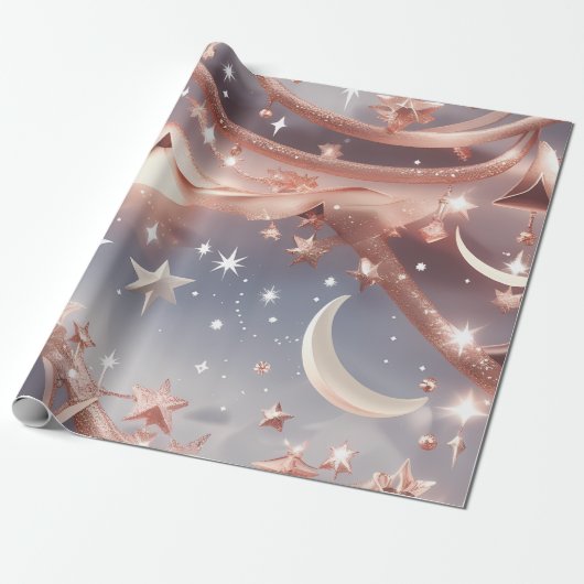 Wrapping Paper – Luxury Marble White Celestial Moo Geschenkpapier (Ungerollt)