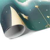 Wrapping Paper – Luxury Mint Green Celestial Moon Geschenkpapier (Rolleneckpunkt)