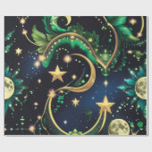 Wrapping Paper – Luxury Obsidian Black Celestial  Geschenkpapier (Flach)