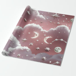 Wrapping Paper – Luxury Quartz Pink Celestial Moon Geschenkpapier
