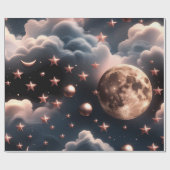 Wrapping Paper – Luxury Rose Gold Celestial Moon  Geschenkpapier (Flach)