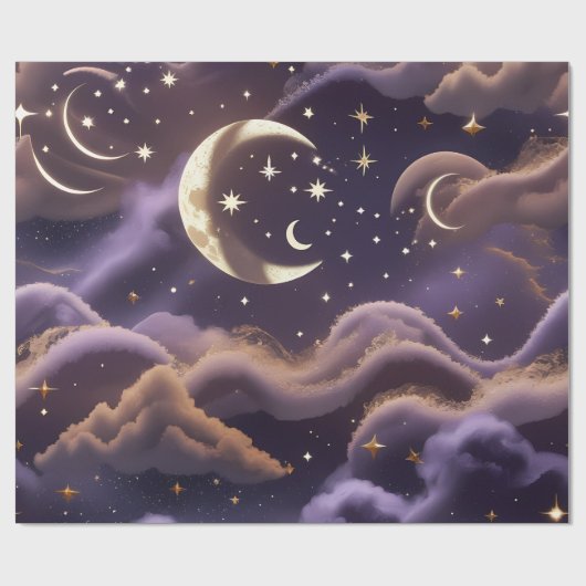 Wrapping Paper – Luxury Smoky Celestial Moon Geschenkpapier (Flach)