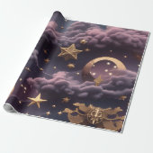 Wrapping Paper - Luxury Smoky Plum Celestial Moon Geschenkpapier (Ungerollt)