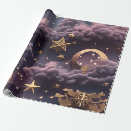 Wrapping Paper - Luxury Smoky Plum Celestial Moon Geschenkpapier