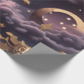 Wrapping Paper - Luxury Smoky Plum Celestial Moon Geschenkpapier (Ecke)