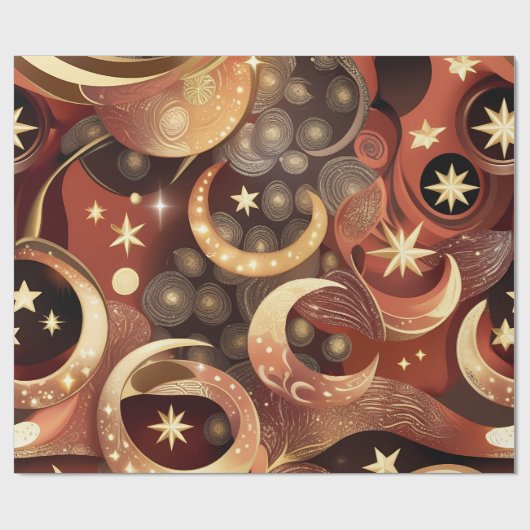 Wrapping Paper – Luxury Terracotta Celestial Moon Geschenkpapier (Flach)