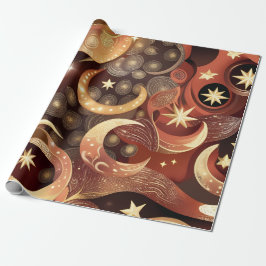 Wrapping Paper – Luxury Terracotta Celestial Moon  Geschenkpapier