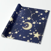 Wrapping Paper – Luxury Velvet Navy Celestial Moon Geschenkpapier (Ungerollt)