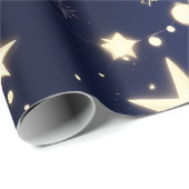 Wrapping Paper – Luxury Velvet Navy Celestial Moon Geschenkpapier (Rolleneckpunkt)