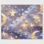Wrapping Paper – Luxury White Celestial Moon Gift  Geschenkpapier (Flach)