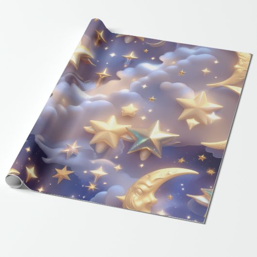 Wrapping Paper – Luxury White Celestial Moon Gift  Geschenkpapier (Ungerollt)