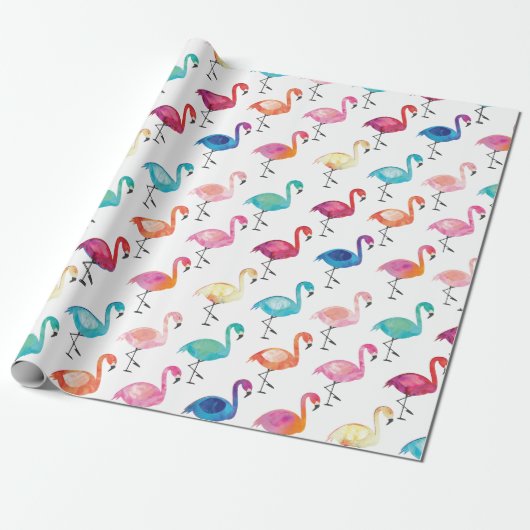 Wrapping Paper - Mehrfarbige Flamingos Geschenkpapier (Ungerollt)