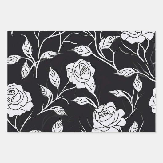 Wrapping Paper mit hübscher Rose (Flachblatt Set 3 Geschenkpapier Set (Vorderseite)