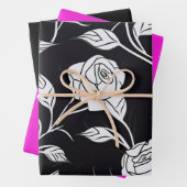 Wrapping Paper mit hübscher Rose (Flachblatt Set 3 Geschenkpapier Set (Beispiel)