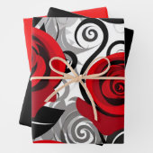 Wrapping Paper mit hübscher Rote Rose (Flachblatt Geschenkpapier Set (Beispiel)