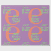Wrapping Paper Monogram Name lila Minze Text Geschenkpapier (Flach)