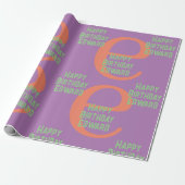 Wrapping Paper Monogram Name lila Minze Text Geschenkpapier (Ungerollt)