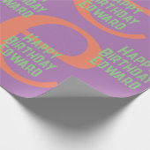 Wrapping Paper Monogram Name lila Minze Text Geschenkpapier (Ecke)