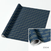 Wrapping Paper Name Age Navy & Gold 80th Birthday Geschenkpapier