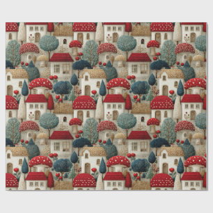 Wrapping Paper Needle Point Country Village Geschenkpapier