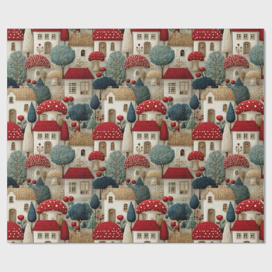 Wrapping Paper Needle Point Country Village Geschenkpapier (Flach)