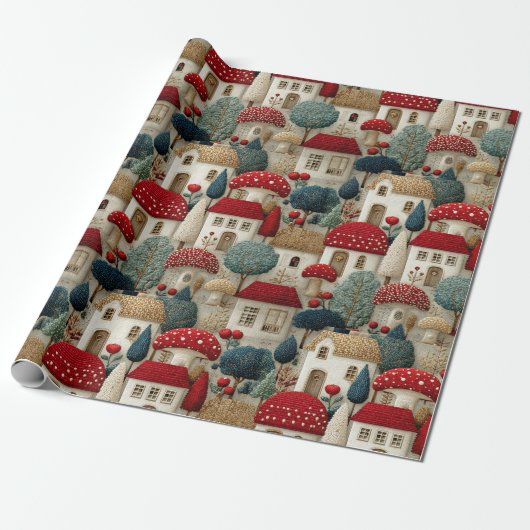 Wrapping Paper Needle Point Country Village Geschenkpapier (Ungerollt)