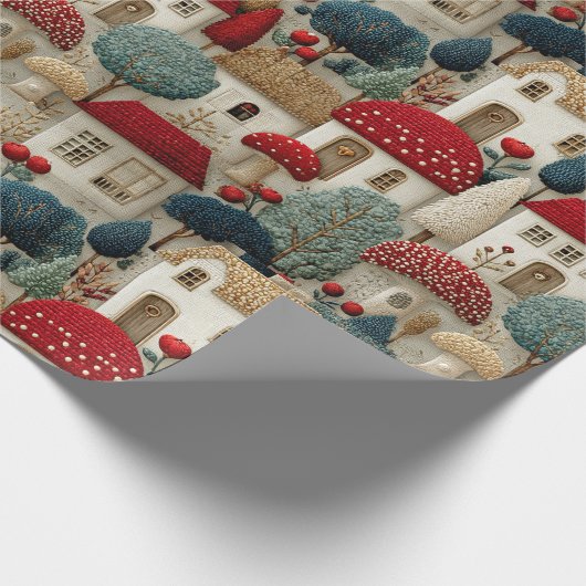 Wrapping Paper Needle Point Country Village Geschenkpapier (Ecke)