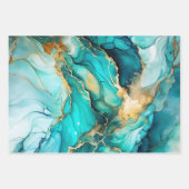 Wrapping Paper - Oceanic and Gold Marbled Geschenkpapier Set (Vorderseite 2)