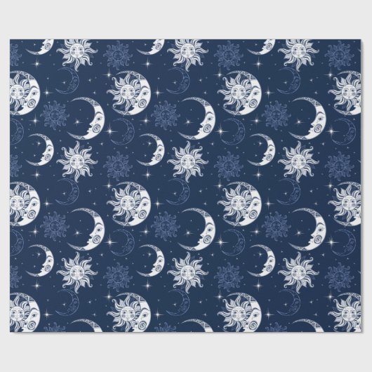 Wrapping Paper on Moon and Stars Geschenkpapier (Flach)