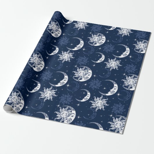 Wrapping Paper on Moon and Stars Geschenkpapier (Ungerollt)
