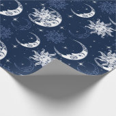 Wrapping Paper on Moon and Stars Geschenkpapier (Ecke)