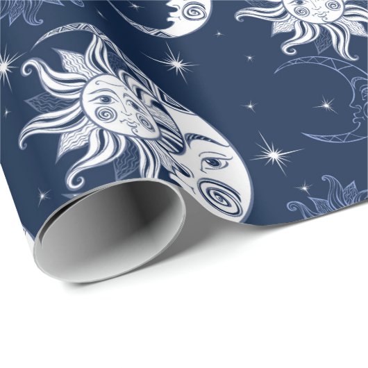 Wrapping Paper on Moon and Stars Geschenkpapier (Rolleneckpunkt)