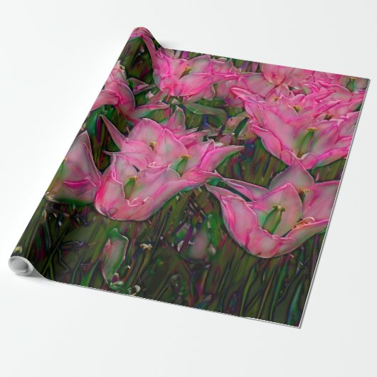 Wrapping Paper Open Hot Pink Tulips Geschenkpapier (Ungerollt)