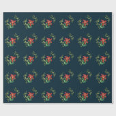 Wrapping Paper Pattern Orange Lily Leafy Green Geschenkpapier (Flach)