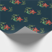 Wrapping Paper Pattern Orange Lily Leafy Green Geschenkpapier (Ecke)
