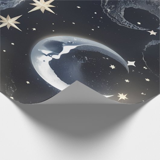 Wrapping Paper - Platinum Silver Celestial Moon Geschenkpapier (Ecke)