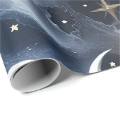 Wrapping Paper - Platinum Silver Celestial Moon Geschenkpapier (Rolleneckpunkt)