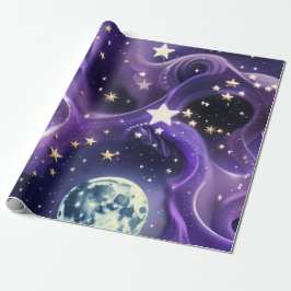 Wrapping Paper – Purple Celestial Moon Phases Geschenkpapier