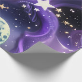 Wrapping Paper – Purple Celestial Moon Phases Geschenkpapier (Ecke)
