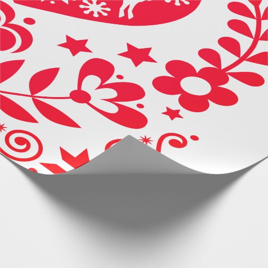 Wrapping Paper RED SCANDINAVIAN CHRISTMAS DESIGN Geschenkpapier (Ecke)