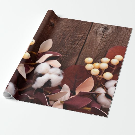 Wrapping Paper Roll Cotton Branch 60lb auf Dunklem Geschenkpapier (Ungerollt)