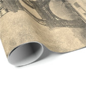 Wrapping Paper Roll Eiffel Tower Collage Design Geschenkpapier (Rolleneckpunkt)