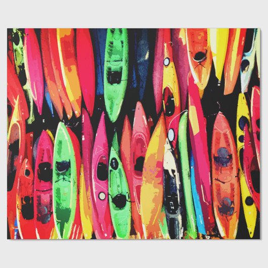 Wrapping Paper Roll farbenfrohe Kayaks Design Geschenkpapier (Flach)