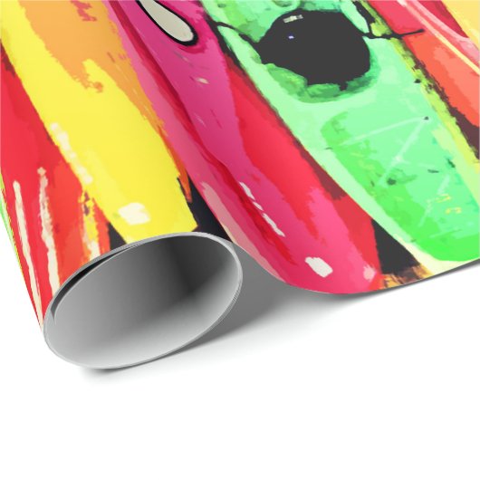 Wrapping Paper Roll farbenfrohe Kayaks Design Geschenkpapier (Rolleneckpunkt)