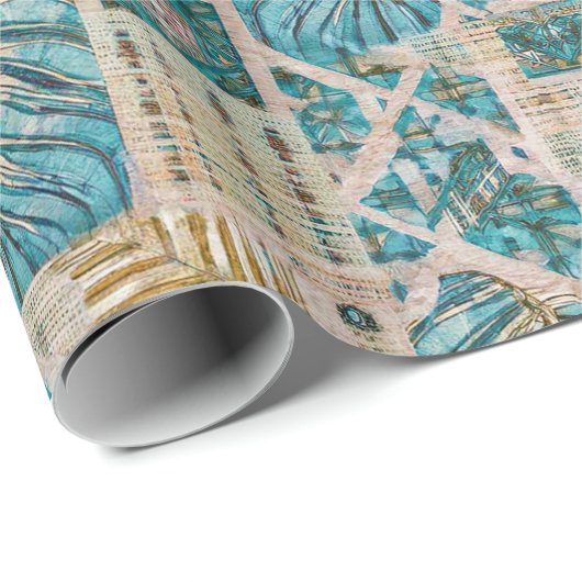 Wrapping Paper Roll of Hawaiian Botanical Blues Geschenkpapier (Rolleneckpunkt)