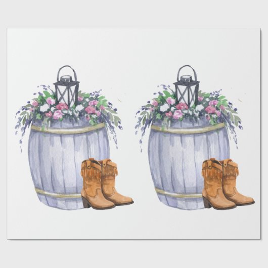 Wrapping Paper Roll Summer Country Wedding Ru Geschenkpapier (Flach)