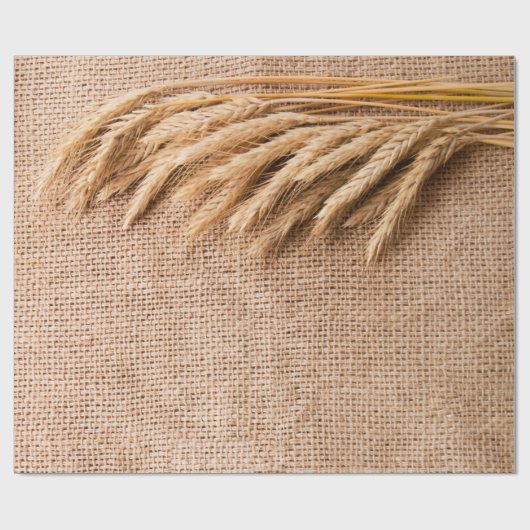Wrapping Paper Roll Wheat on Burlap Sack Coun Geschenkpapier (Flach)