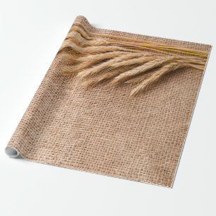 Wrapping Paper Roll Wheat on Burlap Sack Coun Geschenkpapier