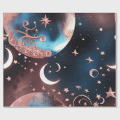 Wrapping Paper – Rose Gold Celestial Moon Geschenkpapier (Flach)
